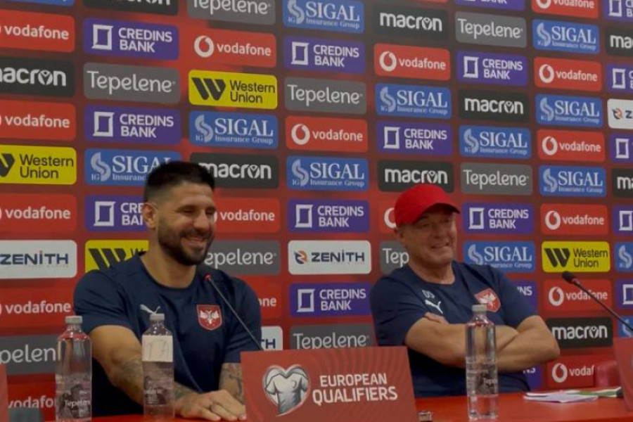 MITROVIĆ I PIKSI NA PRVOJ KONFERENCIJI IZ TIRANE: Očekujemo tešku utakmicu, pred punim stadionom, u DOBROJ ATMOSFERI! (VIDEO)