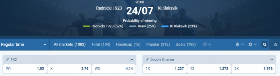 Radnički 1923 - KI Klaksvik