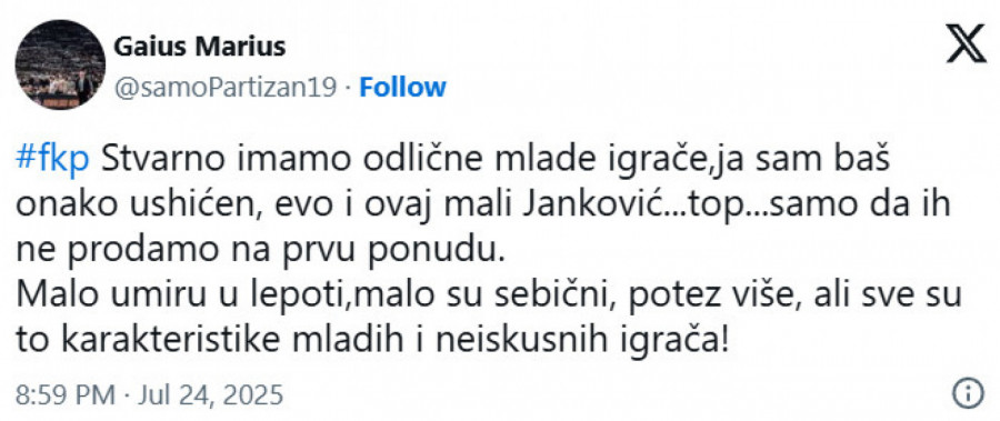 Oduševljenje pristalica Partizana