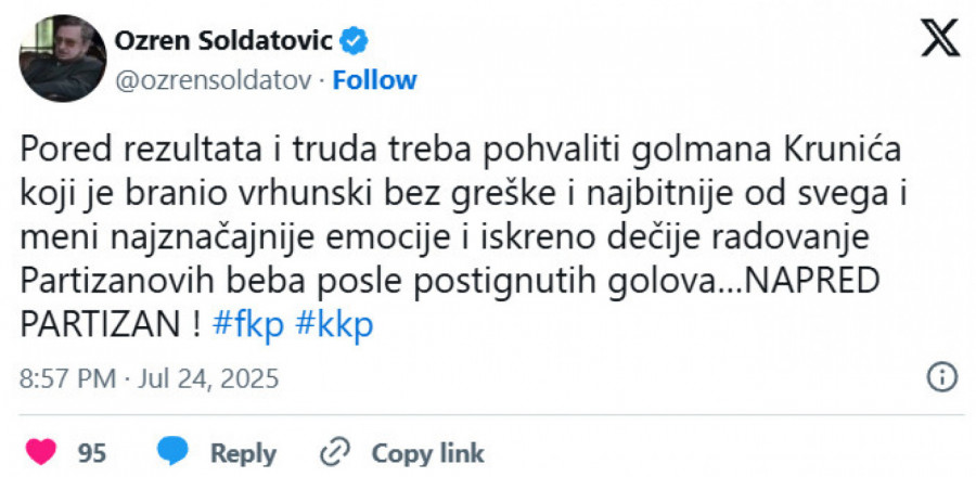 Oduševljenje pristalica Partizana