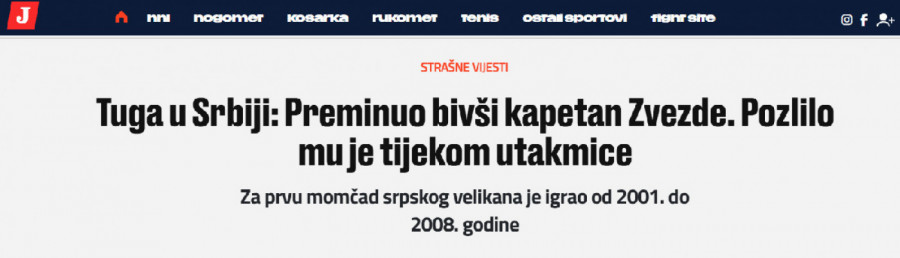 Mediji iz regiona izveštavaju o tragičnoj sudbini nekadašnjeg kapitena Crvene zvezde