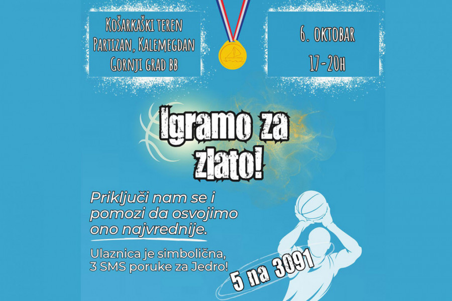 "IGRAMO ZA ZLATO!" - Humanitarni basket spektakl za "Jedro" na terenima Partizana