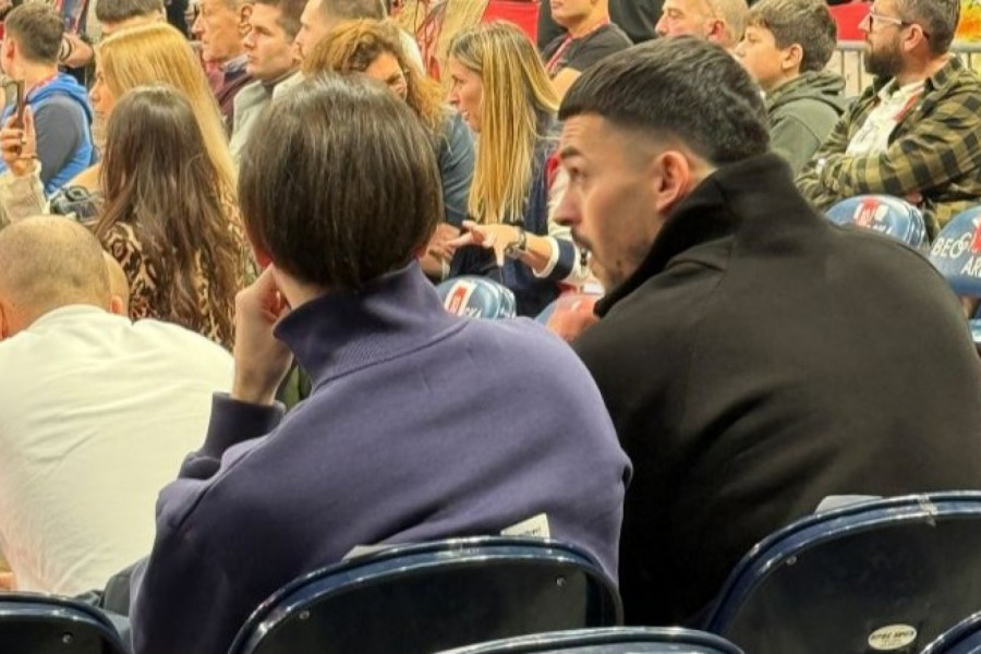 RADO VIĐEN GOST: Nemanja Radonjić stigao da bodri Zvezdu Meridianbet protiv Virtusa! (VIDEO)