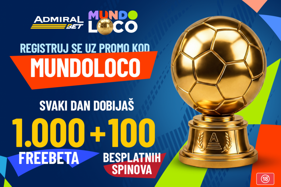 SAMO U ADMIRALBETU – ČAK 40 DANA BONUSA TOKOM MUNDIJALA