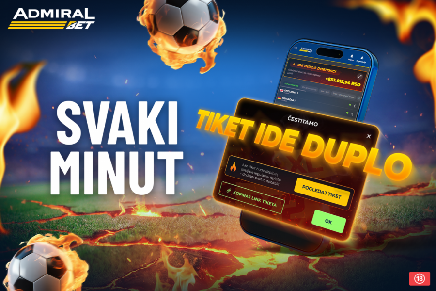 DUPLIRANI DOBICI SVAKOG MINUTA DO KRAJA VIKENDA – SAMO NA ADMIRALBETU!